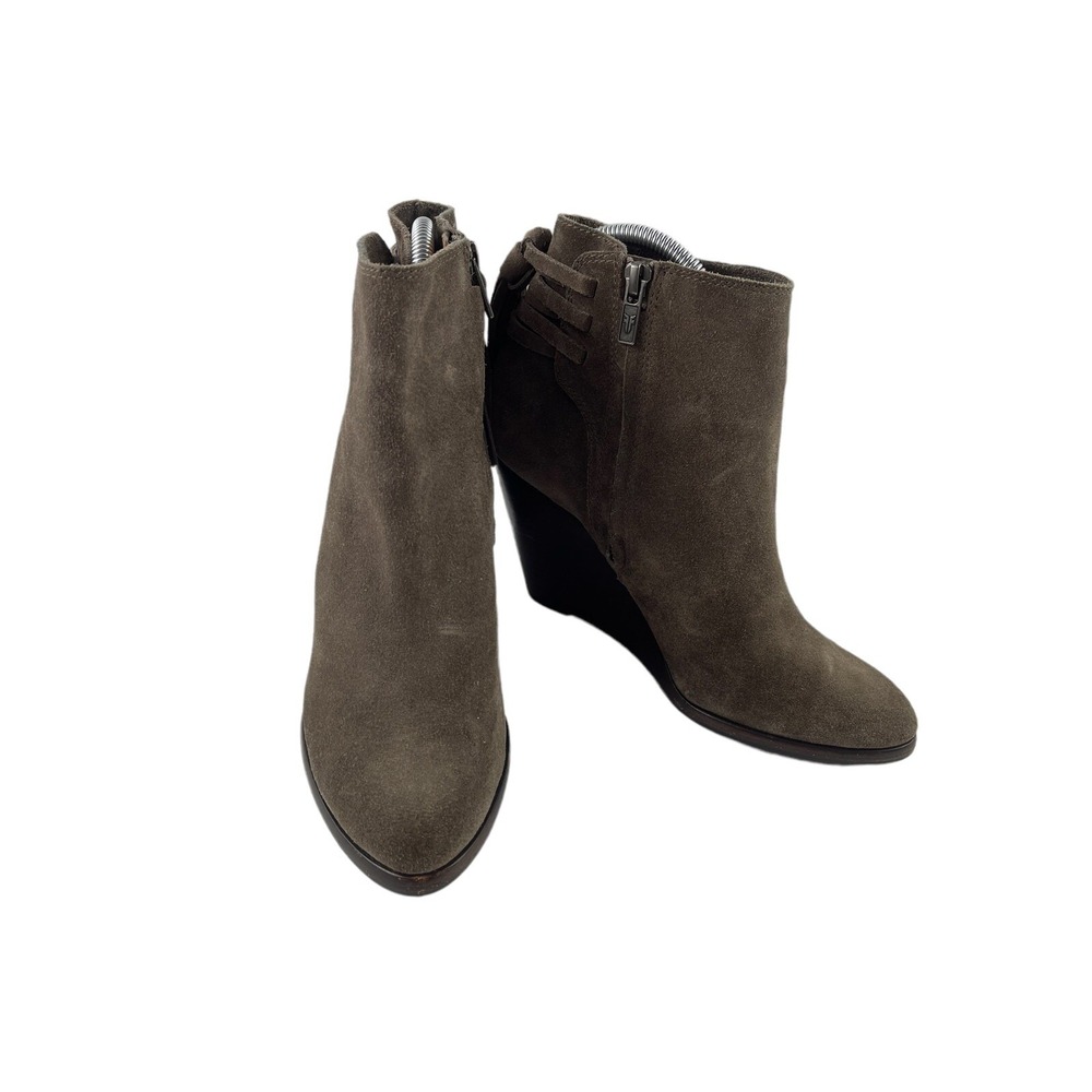 Frye Cece Wedge Boots Women 7.5M Shoes Brown Leather Tassel  Zip Ankle Bootie